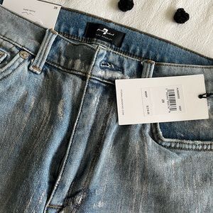 7 for all Mankind high waist ankle skinny in Aspen Foil Sz 28